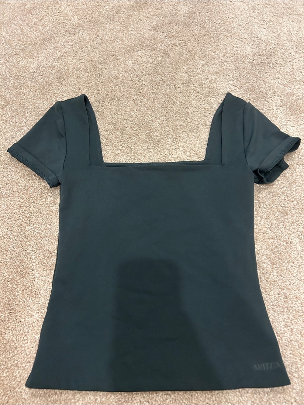 Aritzia Black Square-Neck Short Sleeve Top
